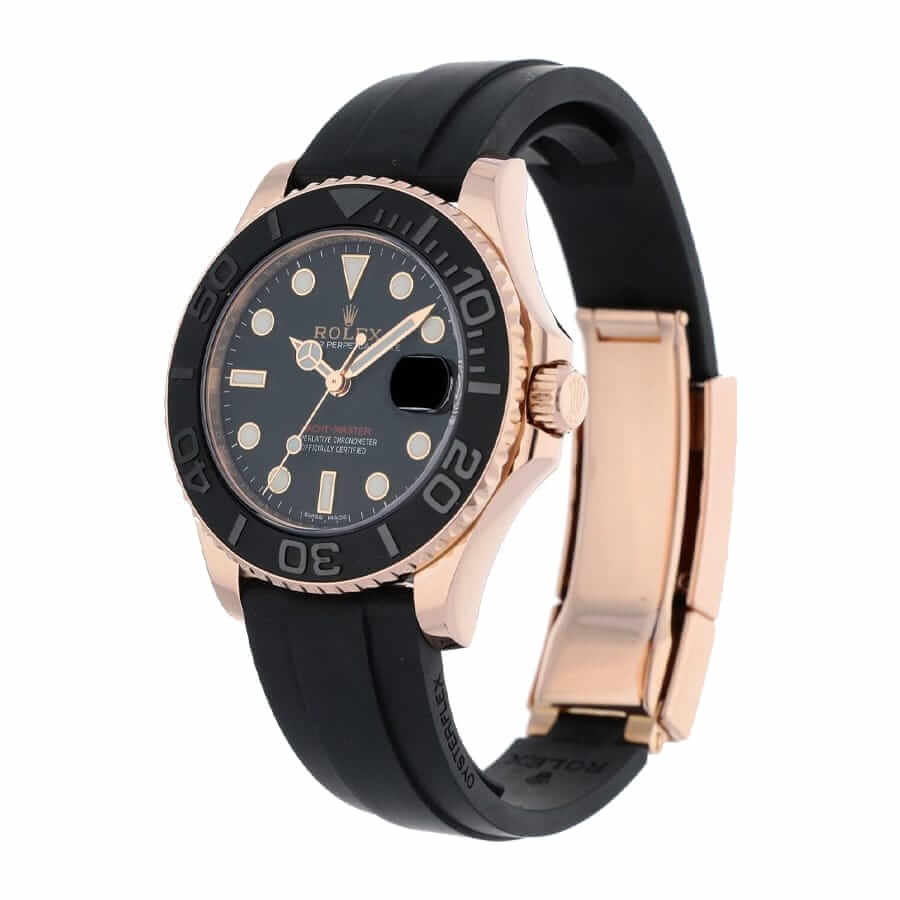 rolex yacht master 40 116695sats rose gold automatic rubber black dial replica