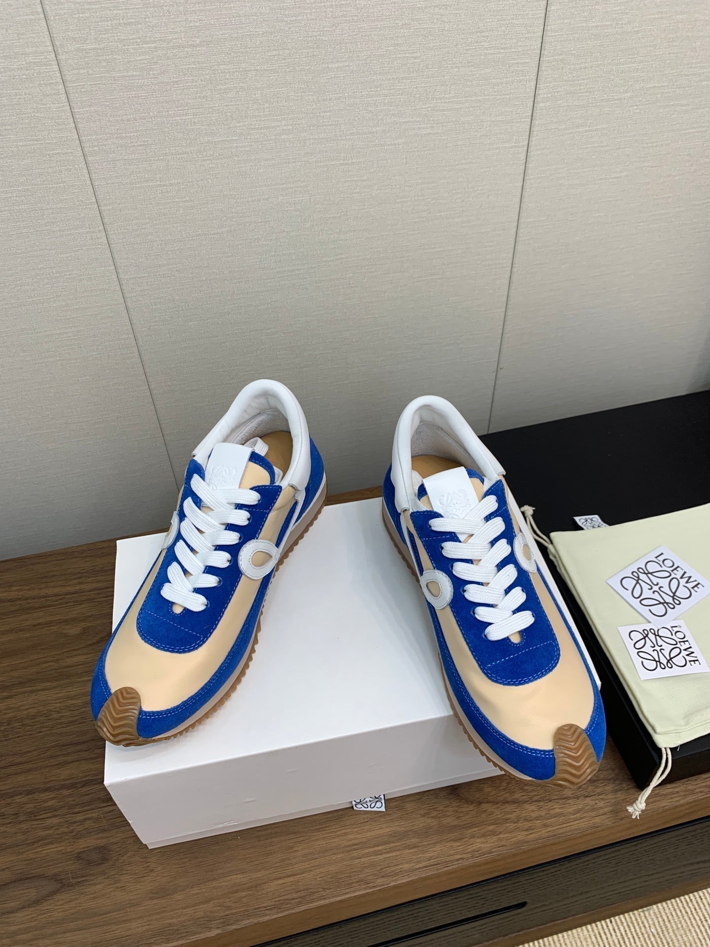 LW FLOW RUNNER SNEAKER COBALT-BEIGE SUEDE、mysite、Cacoeks