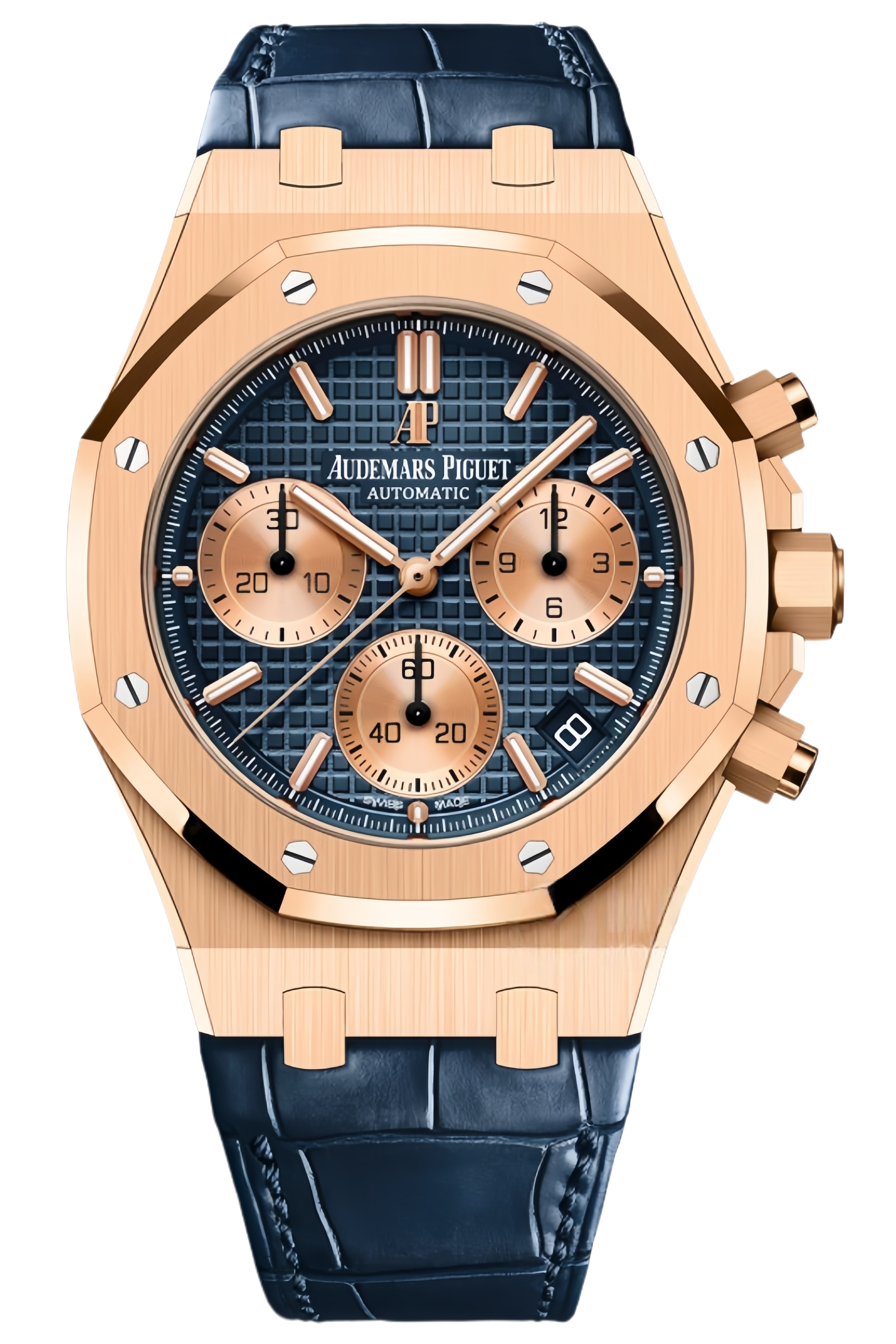 Audemars Piguet Royal Oak Chronograph Ref. 26239OR.OO.D315CR.01 Super Clone Watch – Rose Gold Case Blue Dial Swiss Replica