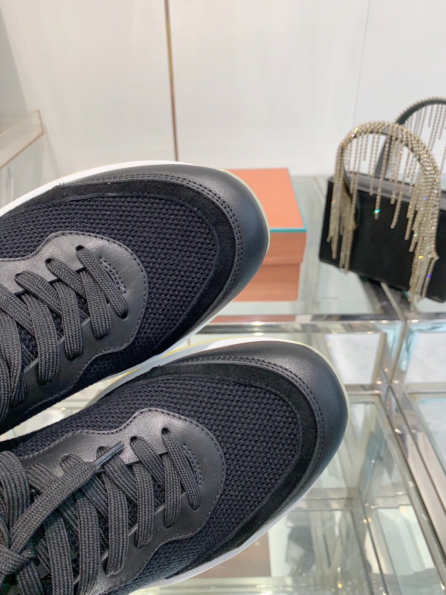 SNEAKER IN BLACK CANVAS MIX SUEDE WITH LAMBSKIN、mysite、Cacoeks