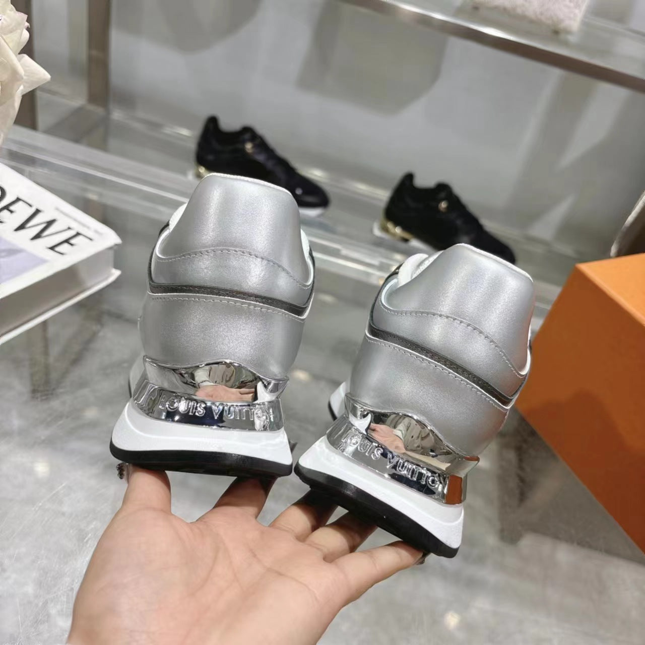 SNEAKERS IN WHITE MIX SILVER MESH AND CALFSKIN、mysite、Cacoeks