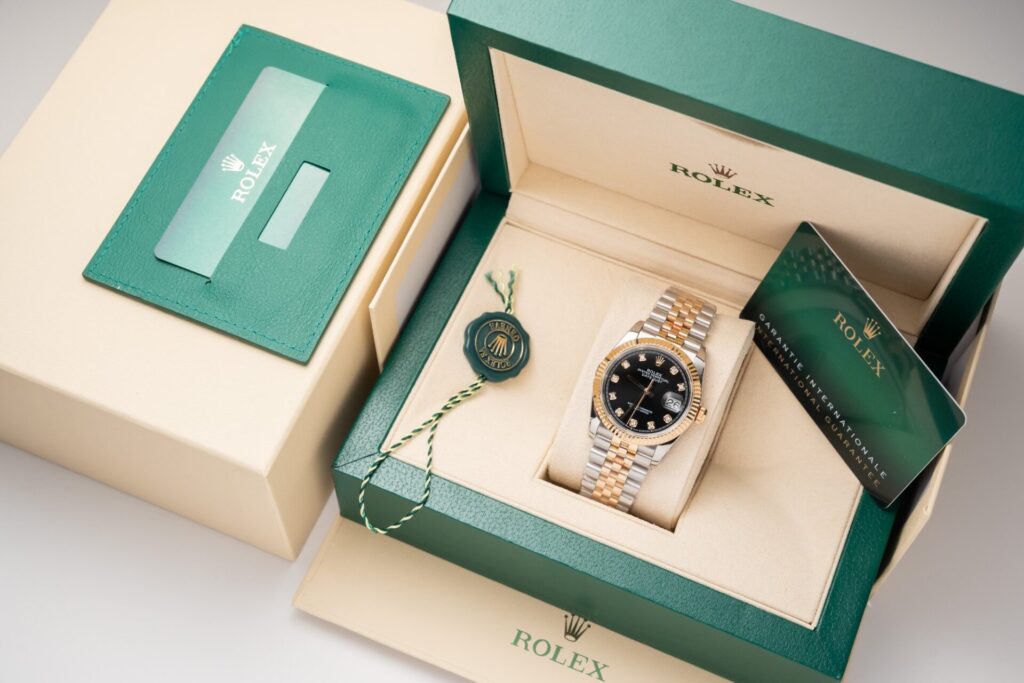 Đồng Hồ Rolex DateJust Bọc Vàng Thật Mặt Đen Nam Nhà Máy GM 36mm (7)