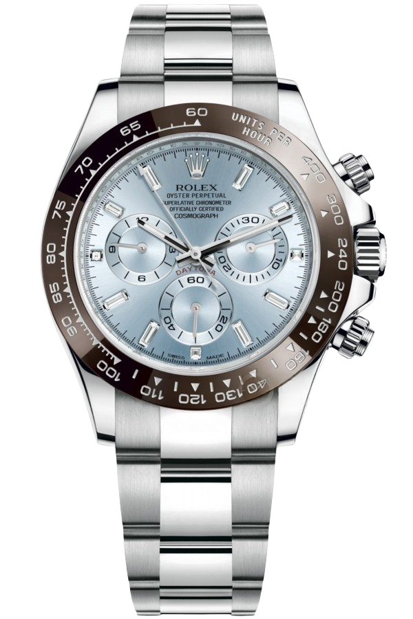 Rolex Daytona lce BlueDial with Baguette Diamonds Super CloneSwiss Replica Watch Ref116506 4130 Swiss Movement