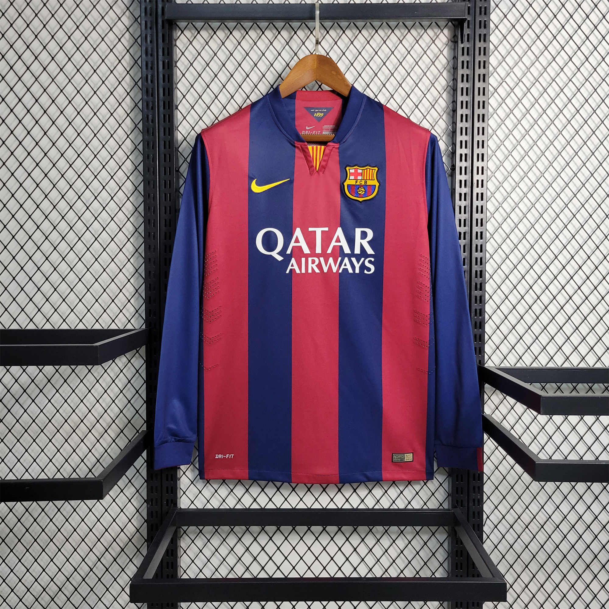 ManixJersey.com | Retro Barcelona 14-15 Home Stadium Long Sleeve Jersey -Customize Name, Number and Patch | Worldwide Shipping