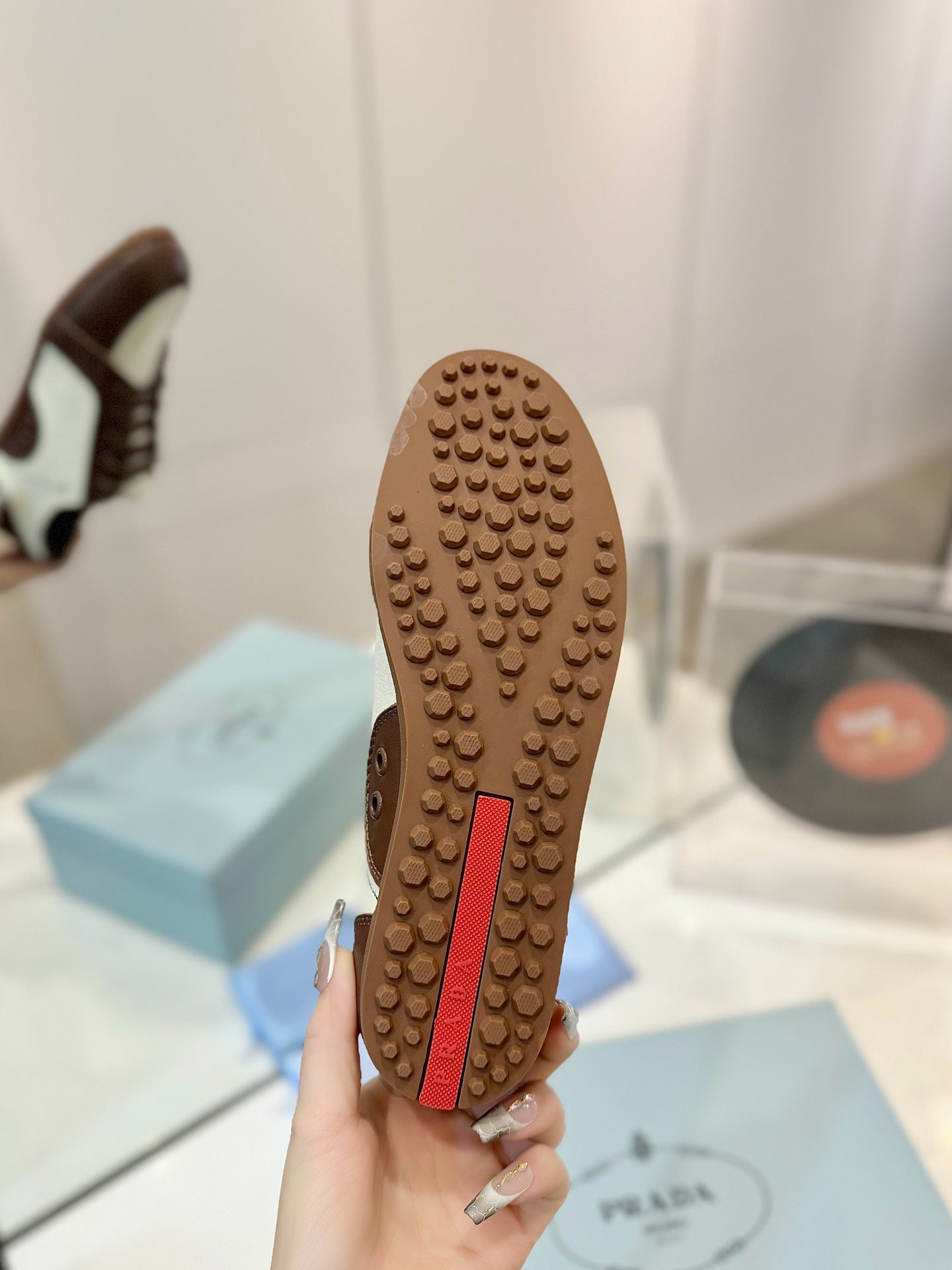 SNEAKERS IN BROWN LAMBSKIN AND NAVY BLUE CANVAS、mysite、Cacoeks