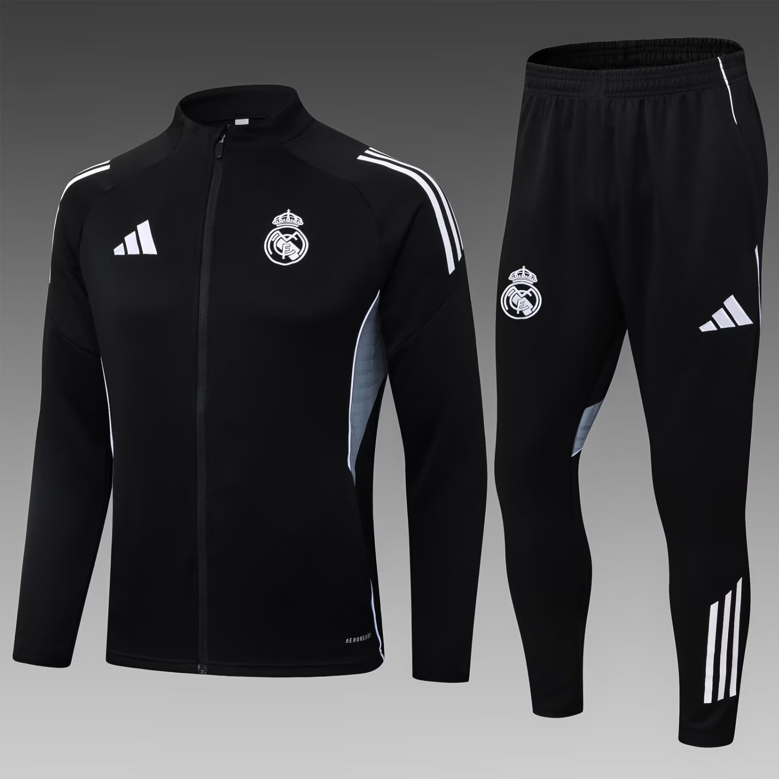 2025/2026 Real Madrid Long Zipped Jacket Black Football Shirt Set:football jersey mysite: unitedjerseyfootball 邓江浪:football