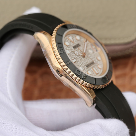 brand Yacht Master 1 Golden Diamond Dial Rubber Strap 40mm luxury watch for sale – NeveReL