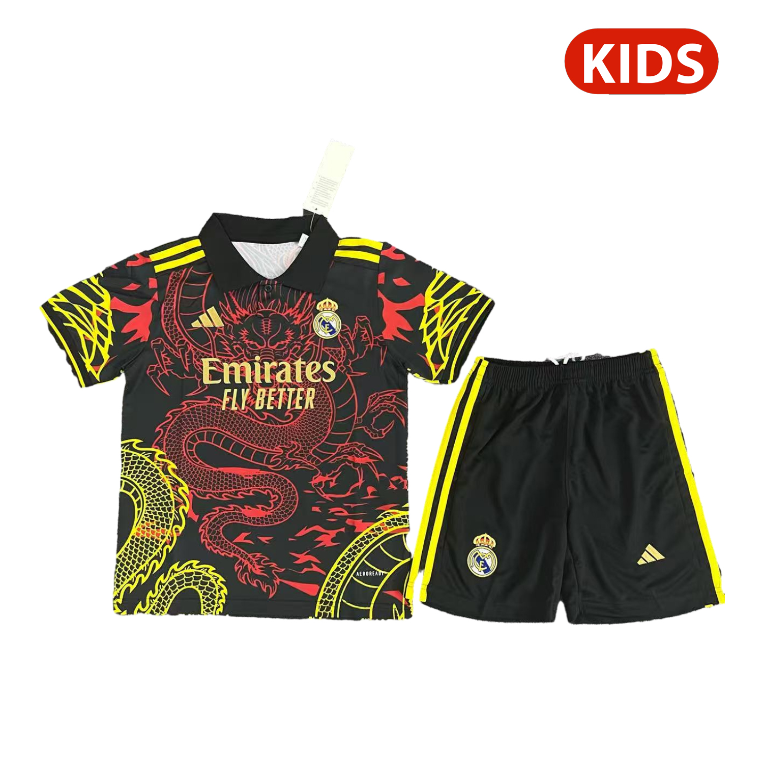 UltraTrikot-Real Madrid 25-26 Yellow And Red Dragon Black Special Kids Kit