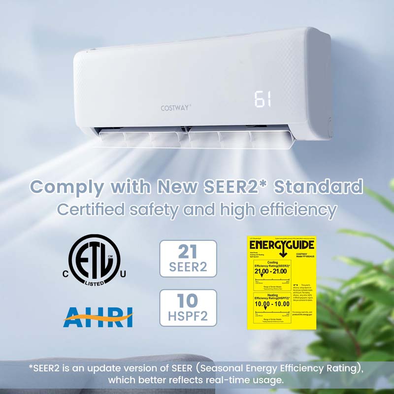 Eletriclife 22000 BTU 21 SEER2 208-230V Mini Split Air Conditioner and Heater