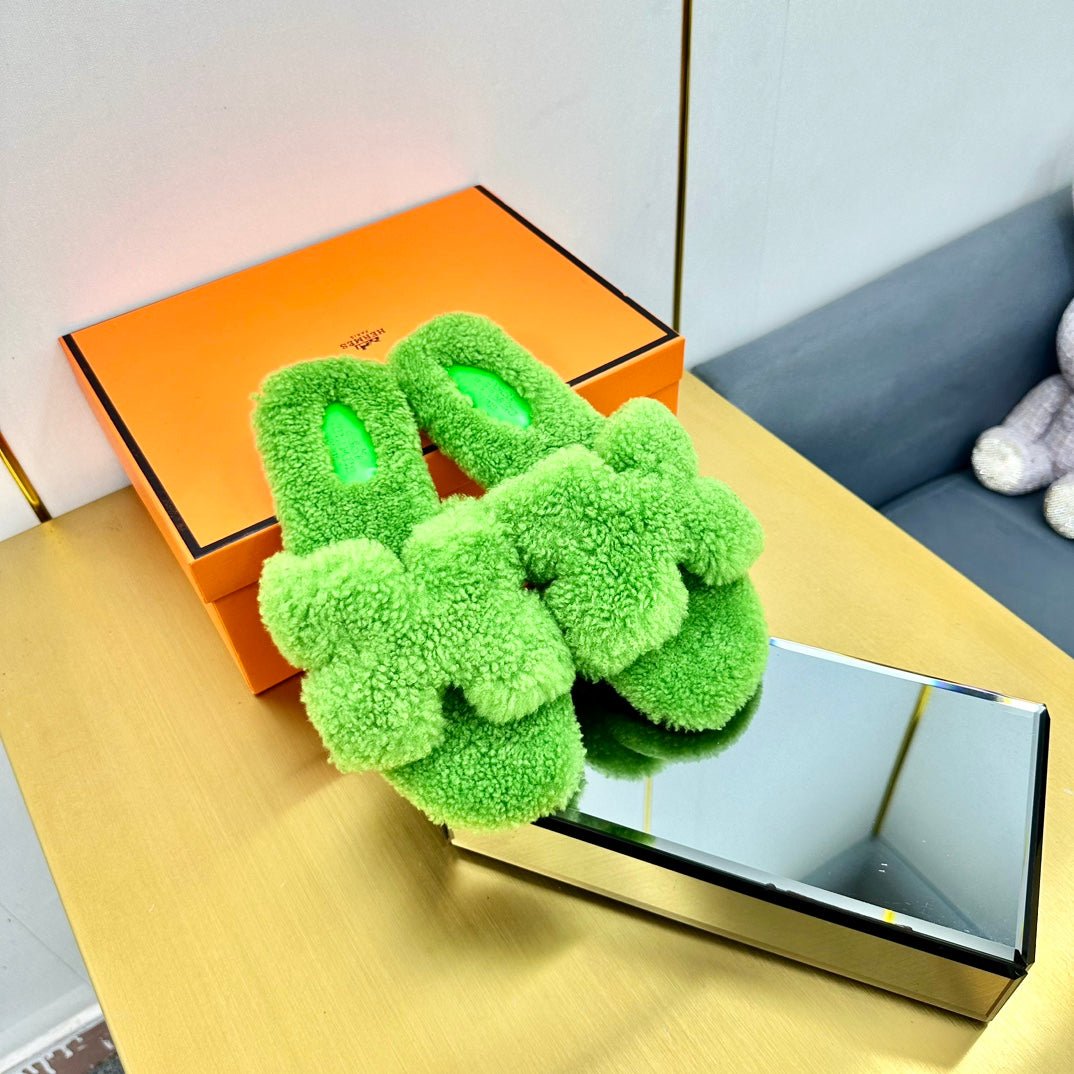 0RAN SHEARLING SANDALS CHARTREUSE GREEN、mysite、Cacoeks