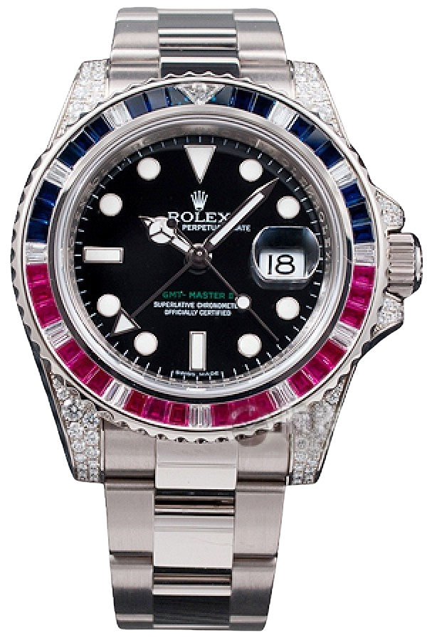 Rolex GMT-Master II Rainbow Bezel Super Clone Swiss Replica Watch Ref 116759SARU-78209 Mother of Pearl Dial