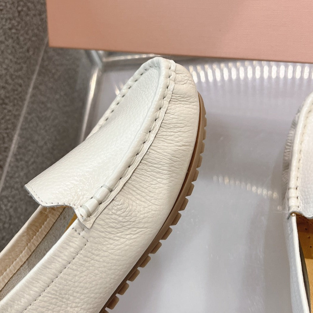 SLIP-ON HAND-SEWN SHOES WHITE CREAM COWHIDE、mysite、Cacoeks