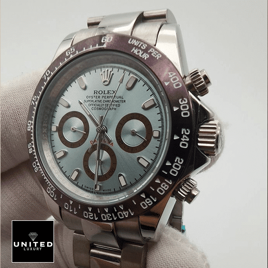 Rolex Daytona Cosmograph 116506 Blue Dial Oyster Replica 1 Rolex Daytona Cosmograph 116506 Blue Dial & Black Bezel Oyster Replica on his hands