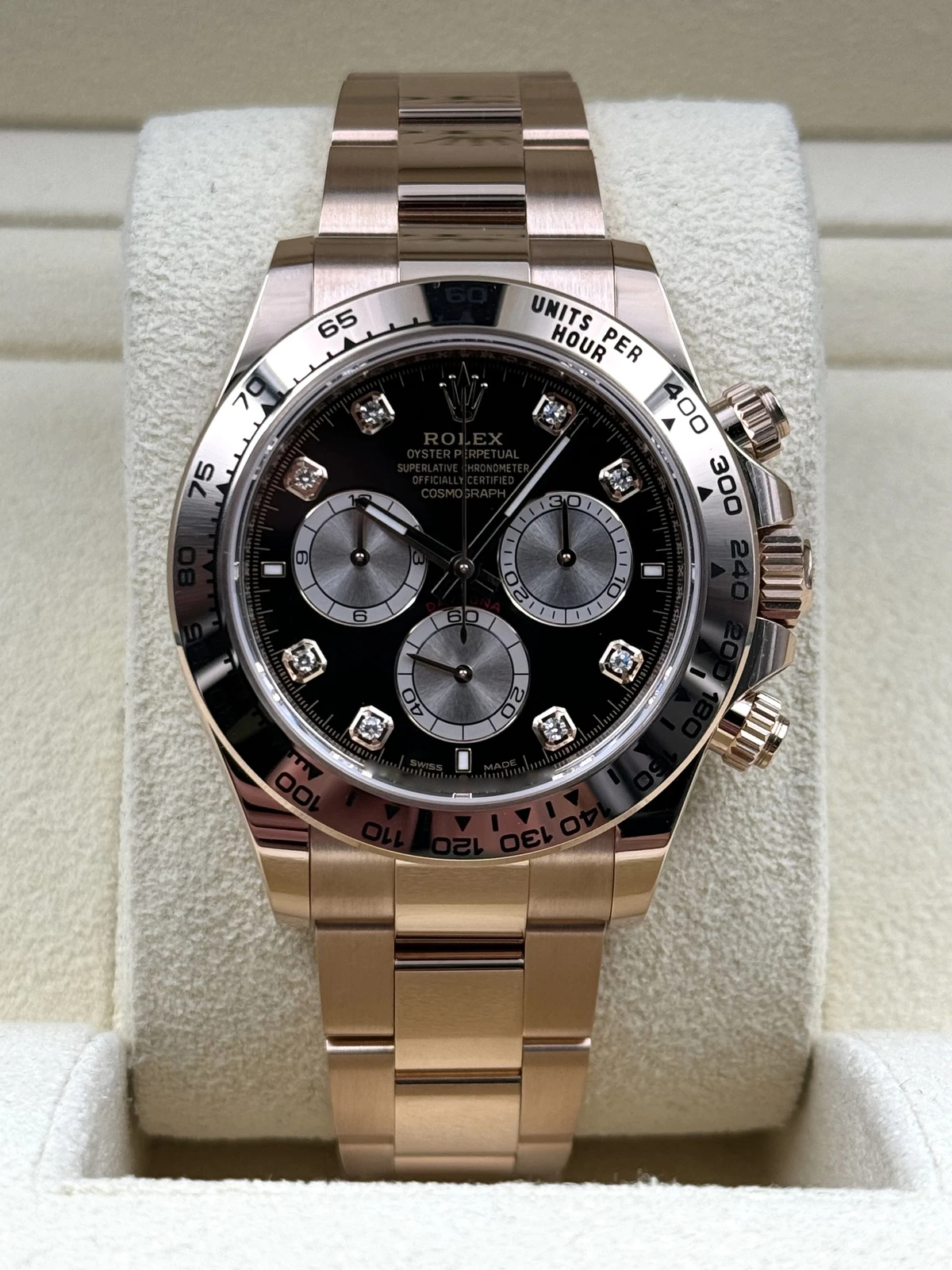 Rolex Daytona M126505-0002 Super Clone – Everose Gold 40mm Black Dial Swiss Replica