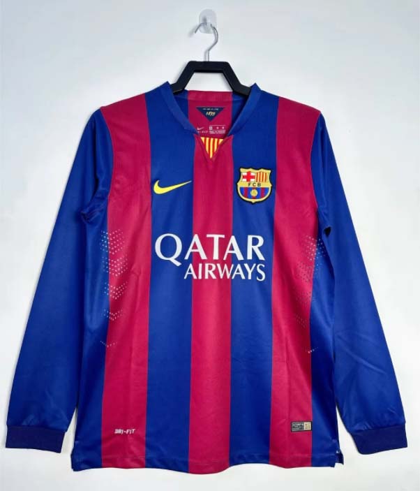 2014/2015 Retro Long Sleeve Barcelona Home Football Shirt 1:1 Thai Quality:football jersey mysite: unitedjerseyfootball 邓江浪:football