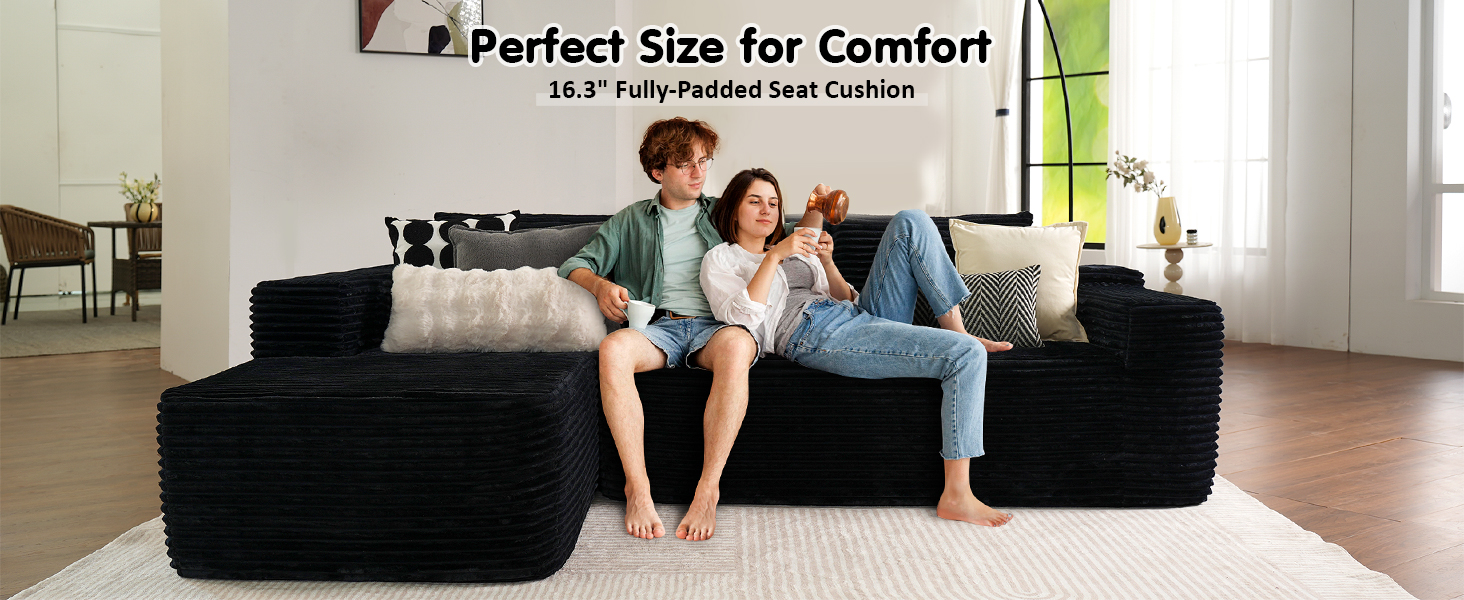 Modern Minimalist 104" L-Shape Couch