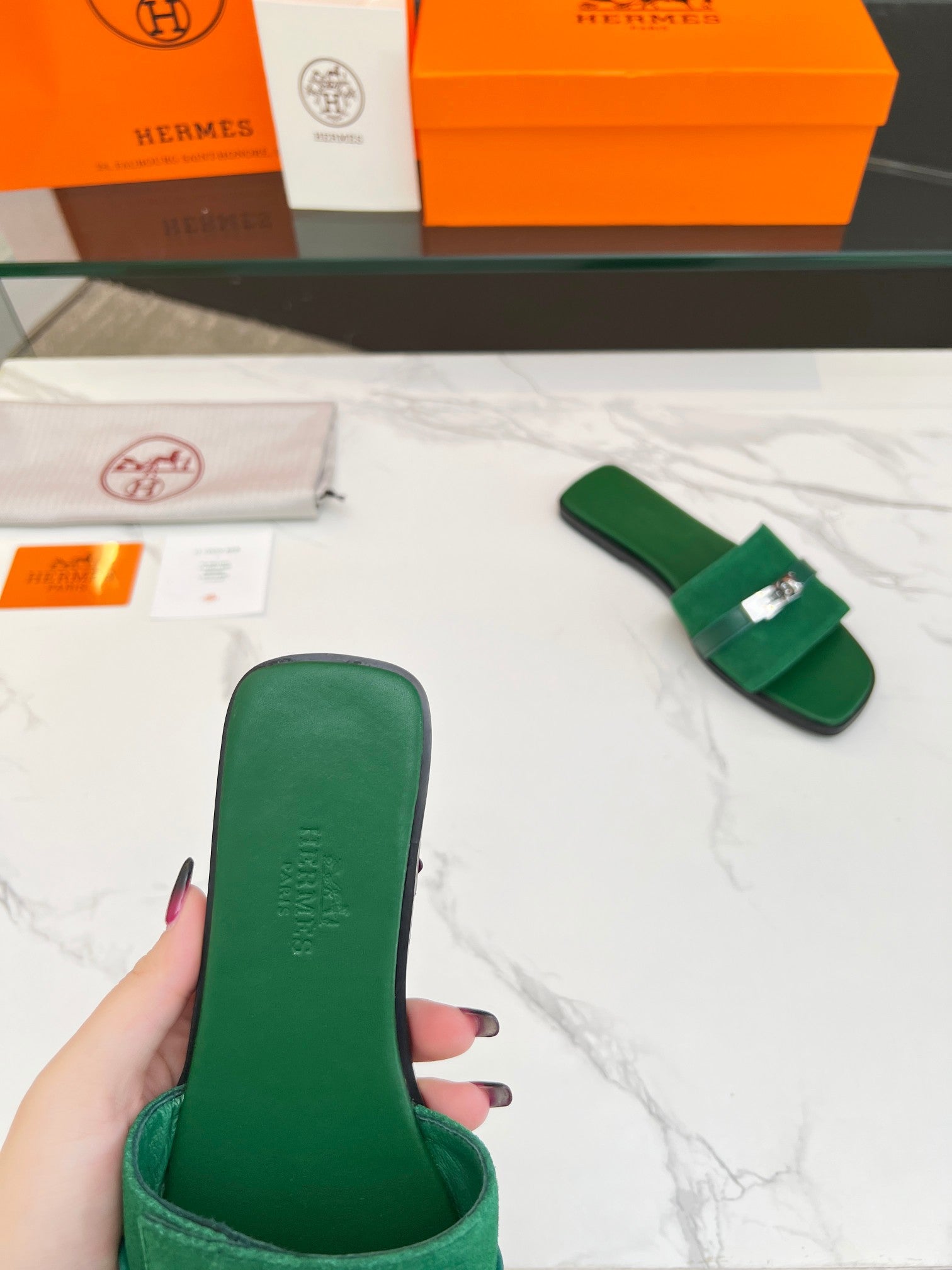 Giulia Sandal Green Suede Green Calfskin、mysite、Cacoeks