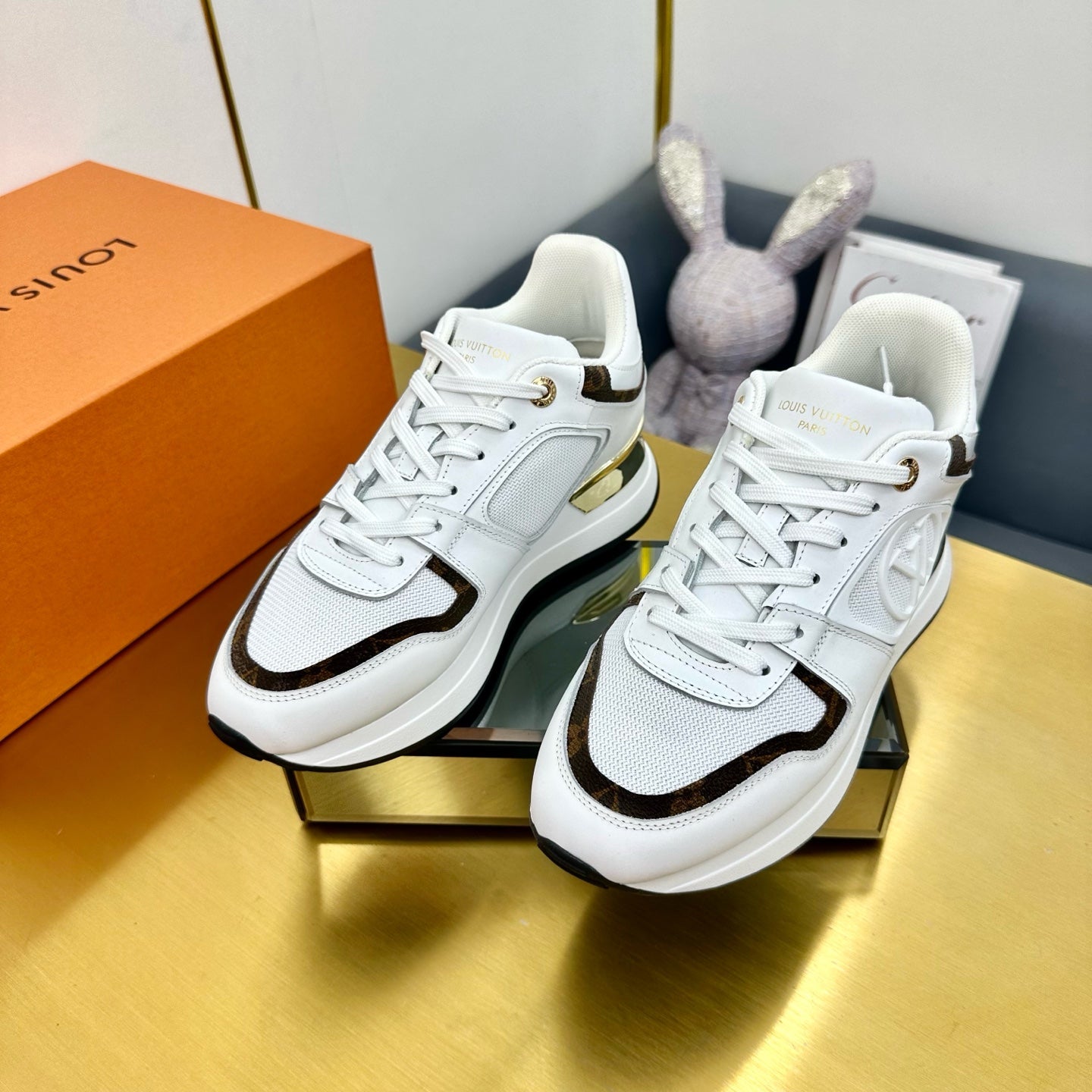 NEO RUN AWAY SNEAKER IN WHITE MIX CHOCOLATE BROWN CALFSKIN、mysite、Cacoeks