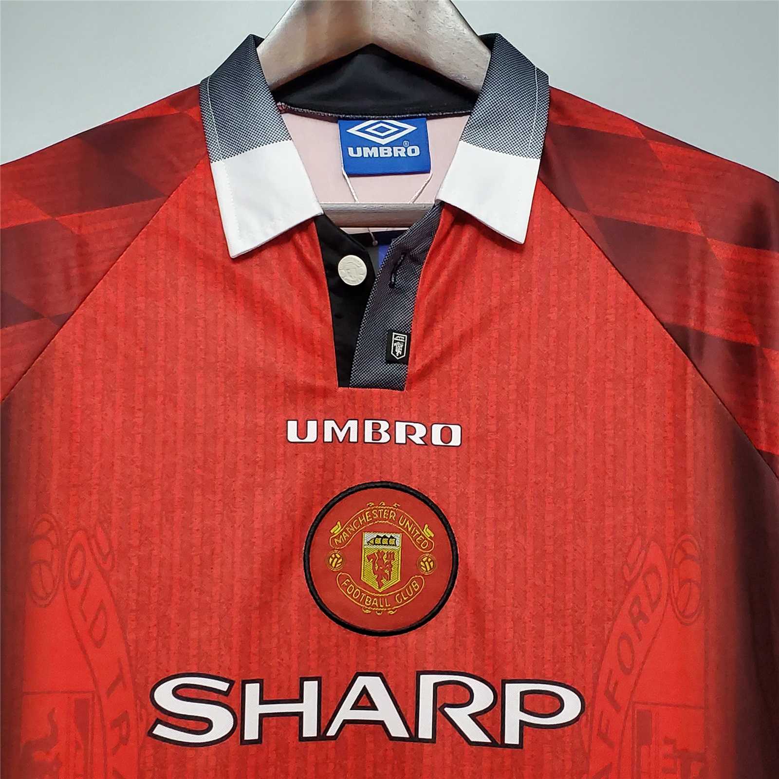 ManixJersey.com | Retro Manchester United 96-97 Home Long Sleeve Jersey -Customize Name, Number and Patch | Worldwide Shipping