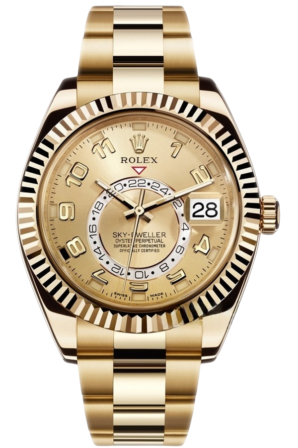 Rolex Sky-Dweller Champagne Dial Super Clone Swiss Replica Watch Oyster Bracelet Ref 326938-72418 Swiss 9001 Movement