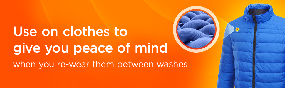 Use on clothes to give you peace or mind when you re-wear them between washes