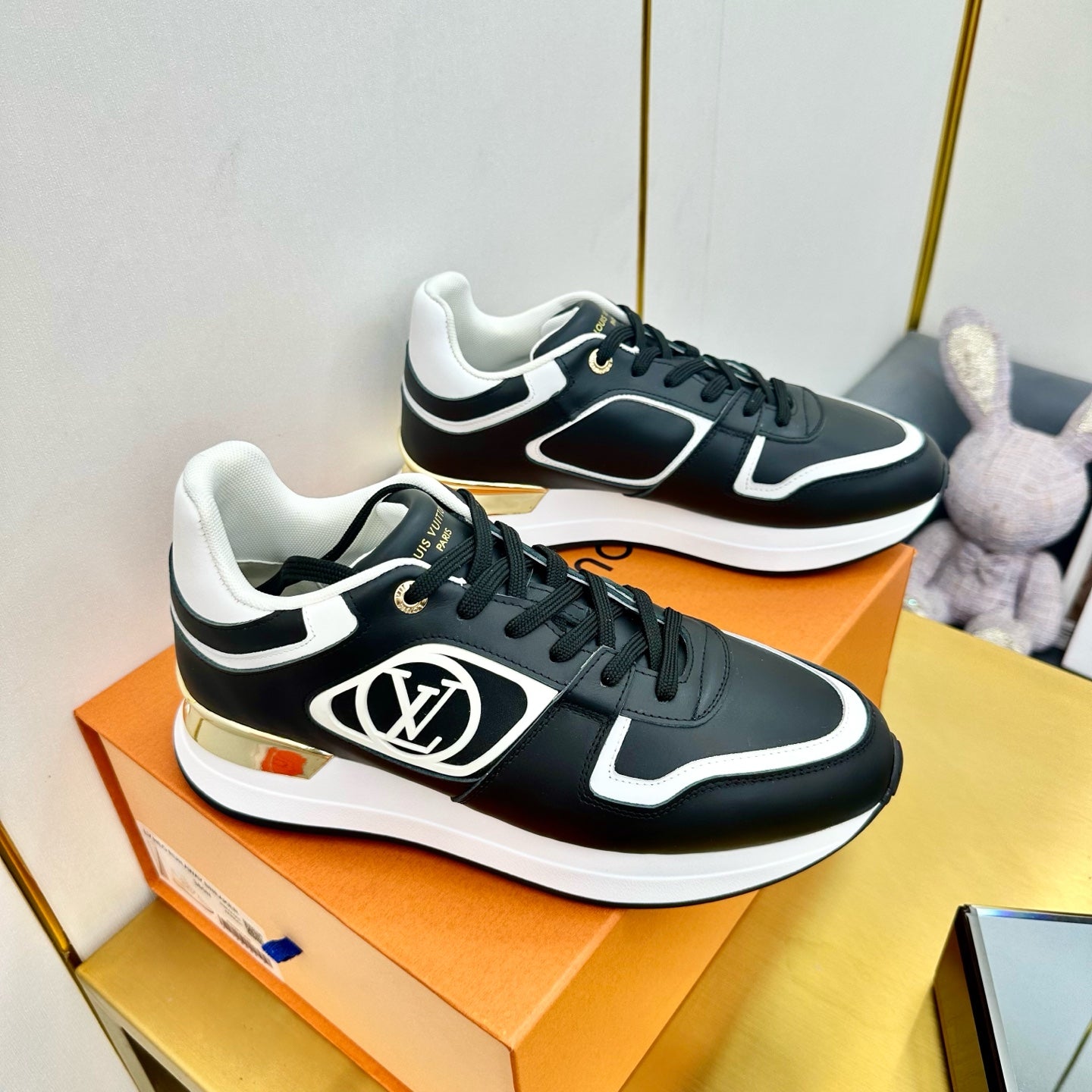 NEO RUN AWAY SNEAKER IN BLACK MIX WHITE CALFSKIN、mysite、Cacoeks