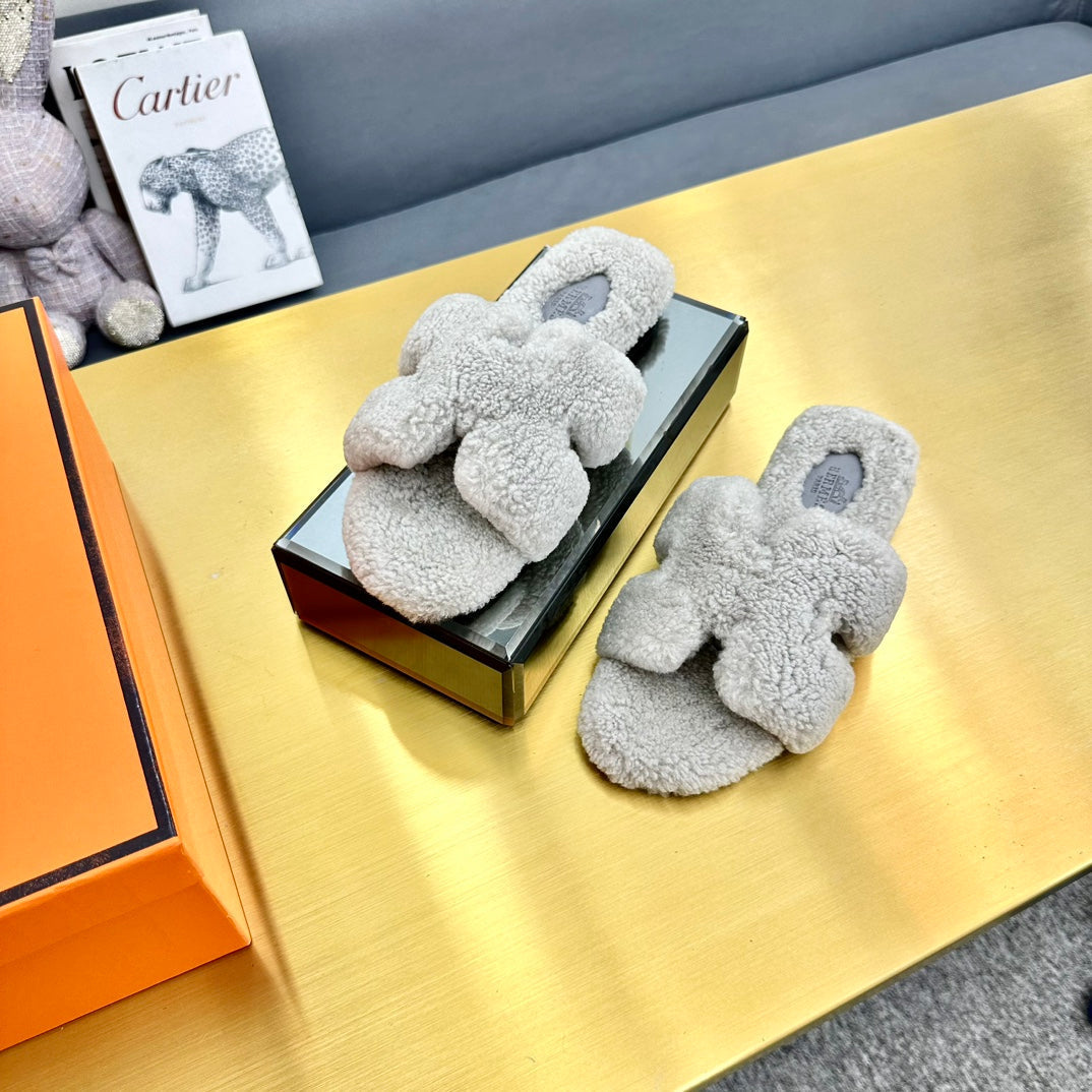 0RAN SHEARLING SANDALS PALE GRAY、mysite、Cacoeks