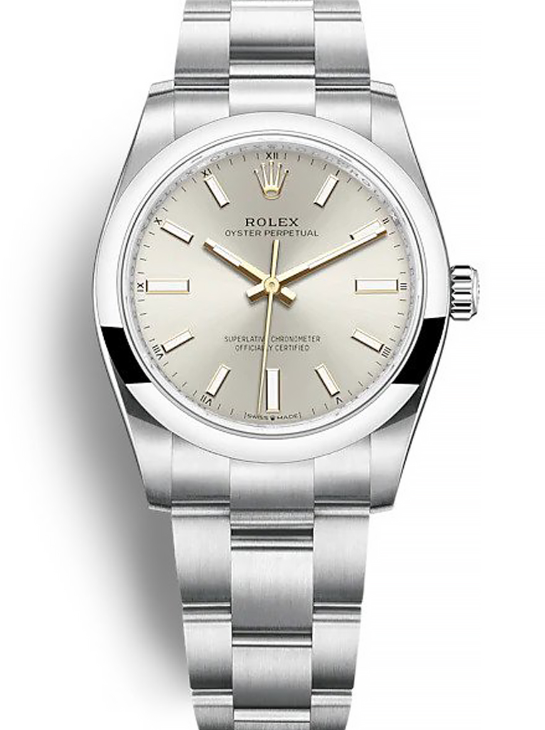 Replica Rolex Oyster Perpetual Lady 34mm Silver Dial 124200-fasswatch