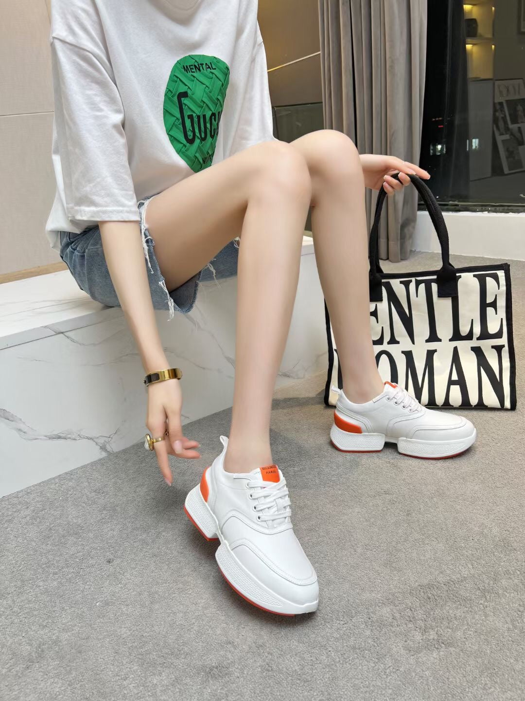 GIGA SNEAKER ORANGE MIX WHITE CALFSKIN、mysite、Cacoeks