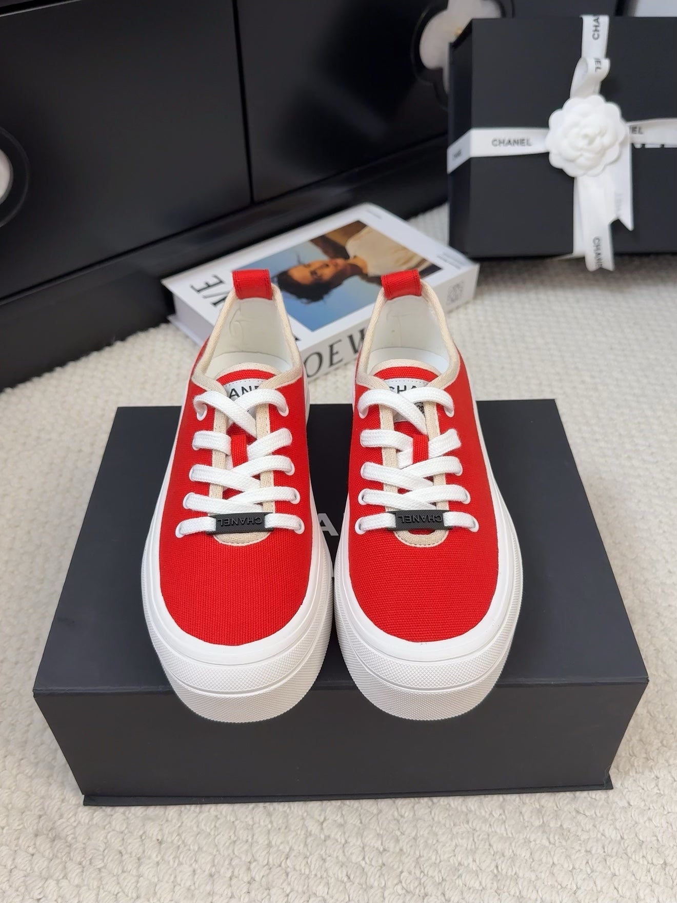 TRAINERS SHOES IN ORANGE RED FABRIC、mysite、Cacoeks