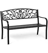 Garden Bench Outdoor Bench Patio Bench for Outdoors Metal Porch Clearance Work Entryway Steel Fra...