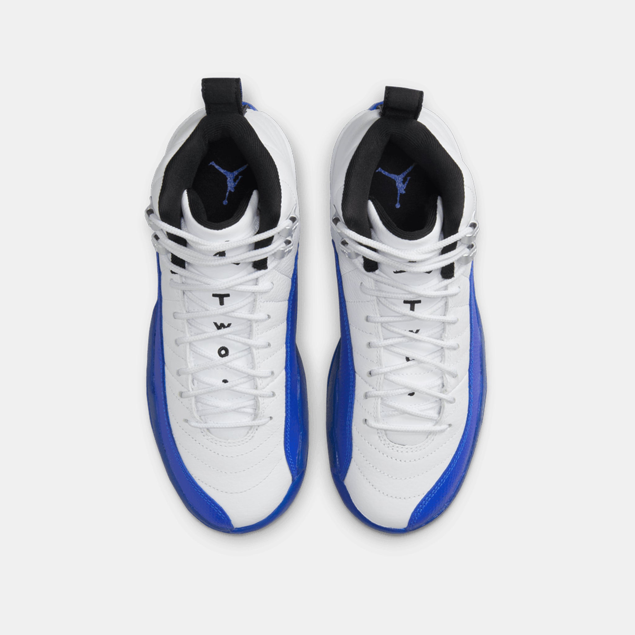 Air Jordan 12 Retro Big Kids Sneaker in White/Black/Game Royal