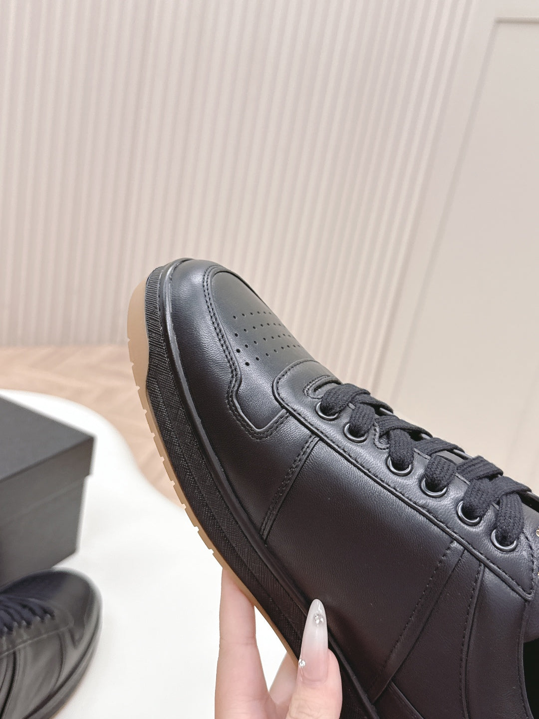 PRADA 25S DOWNTOWN SNEAKERS IN BLACK CALFSKIN、mysite、Cacoeks