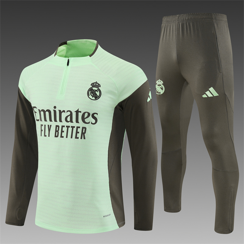 2025/2026 Real Madrid Half-Pull Training Suit Light Green Football Shirt 1:1 Thai Quality Set:football jersey mysite: unitedjerseyfootball 邓江浪:football