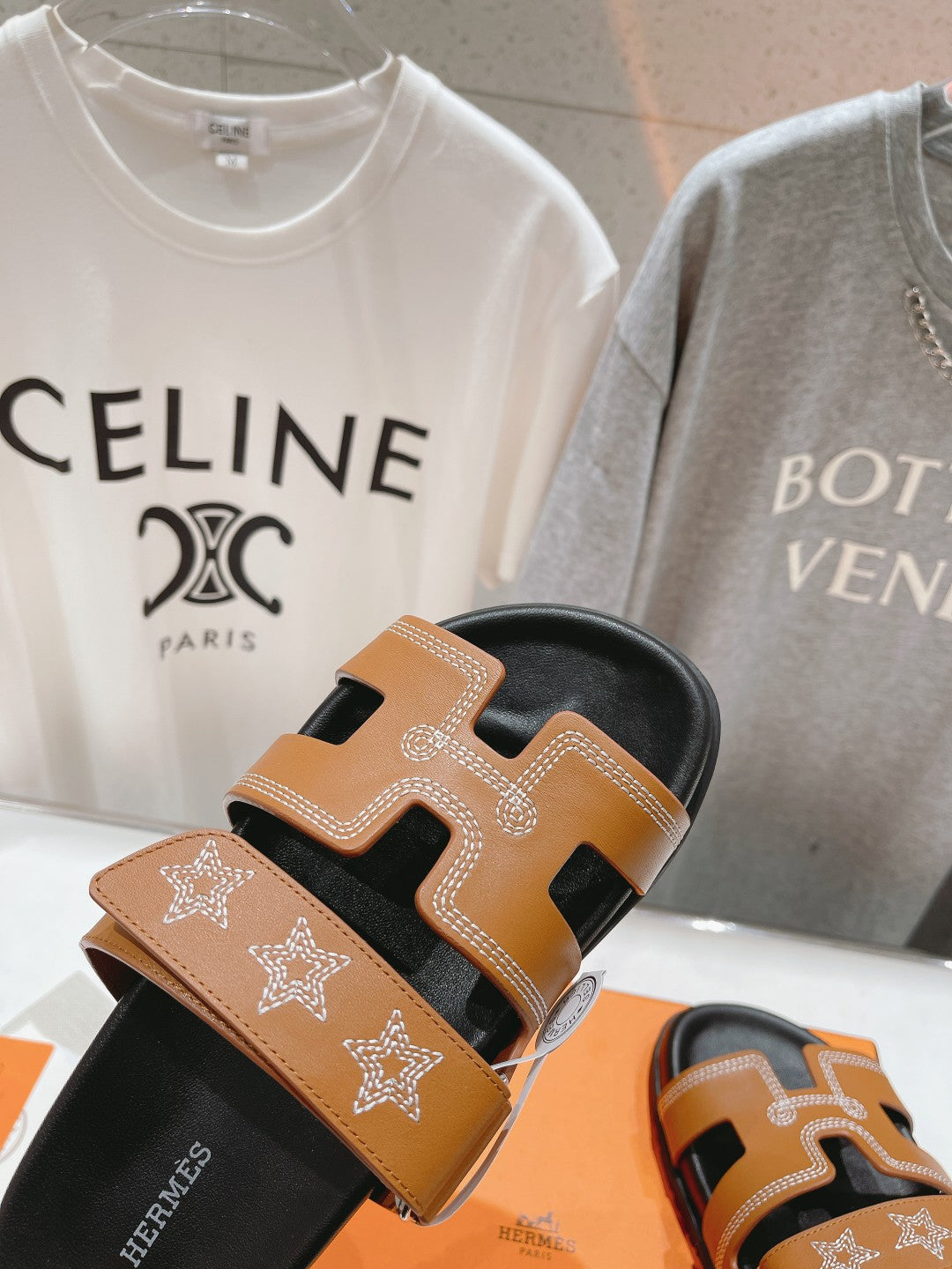 STAR-PATTERNED SANDAL BLACK AND CARAMEL CALFSKIN、mysite、Cacoeks