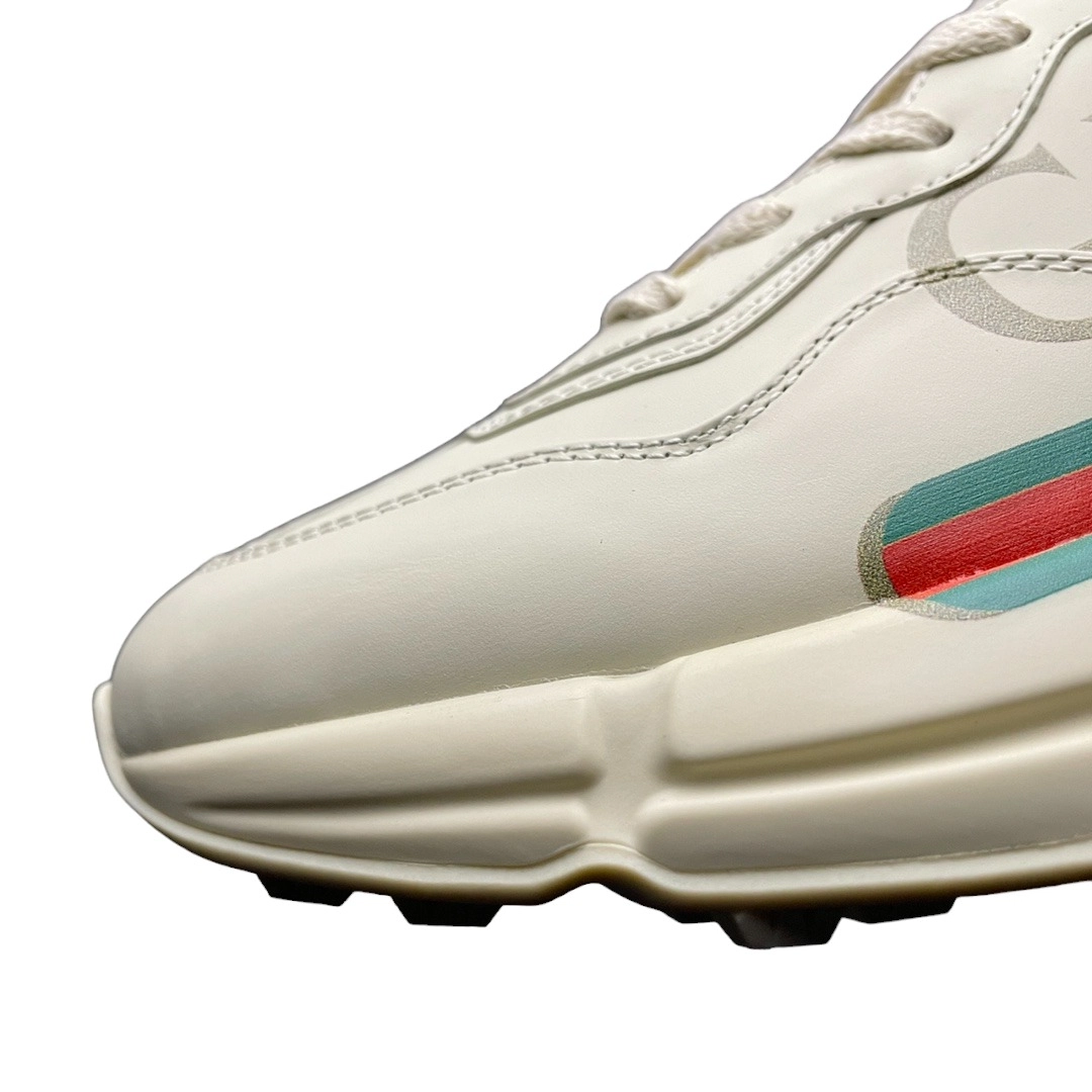 Gucci Rhyton Gucci Logo Leather Sneaker Beige、mysite、Cacoeks