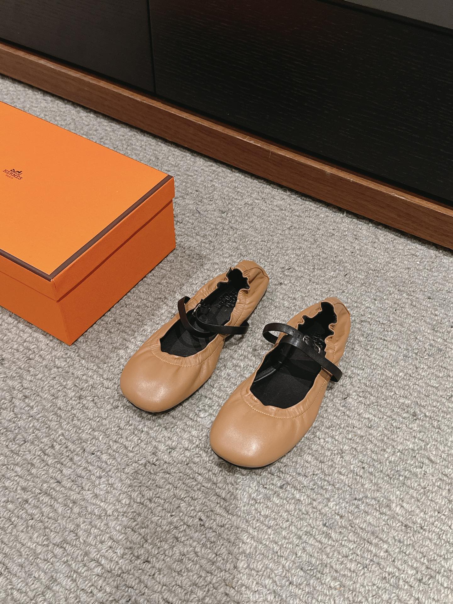 BALLERINA BALLET FLAT BRIGHT BROWN LAMBSKIN、mysite、Cacoeks