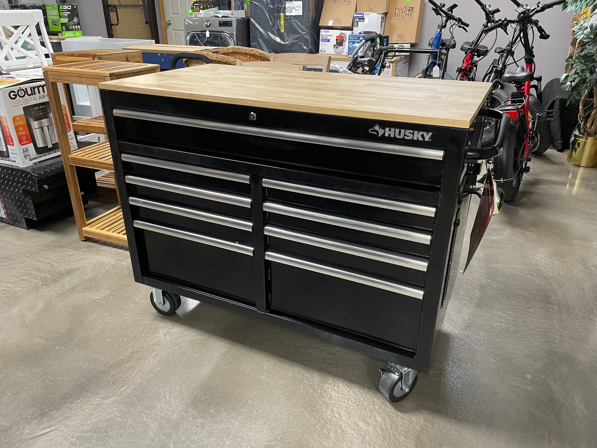 Husky 46 in. W x 24.5 in. D Standard Duty 9-Drawer Mobile ...