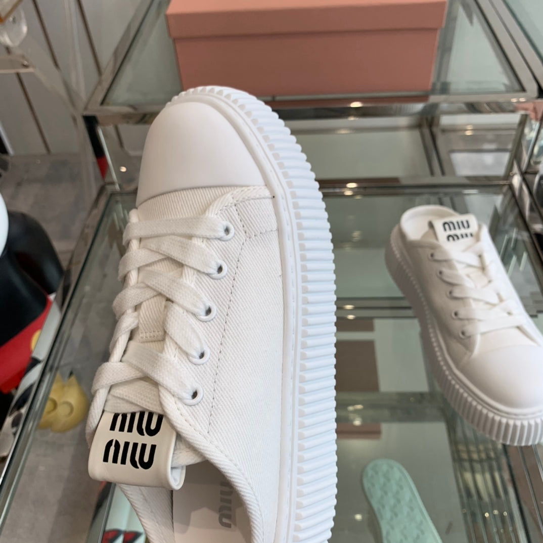 Mule Shoes White Canvas、mysite、Cacoeks