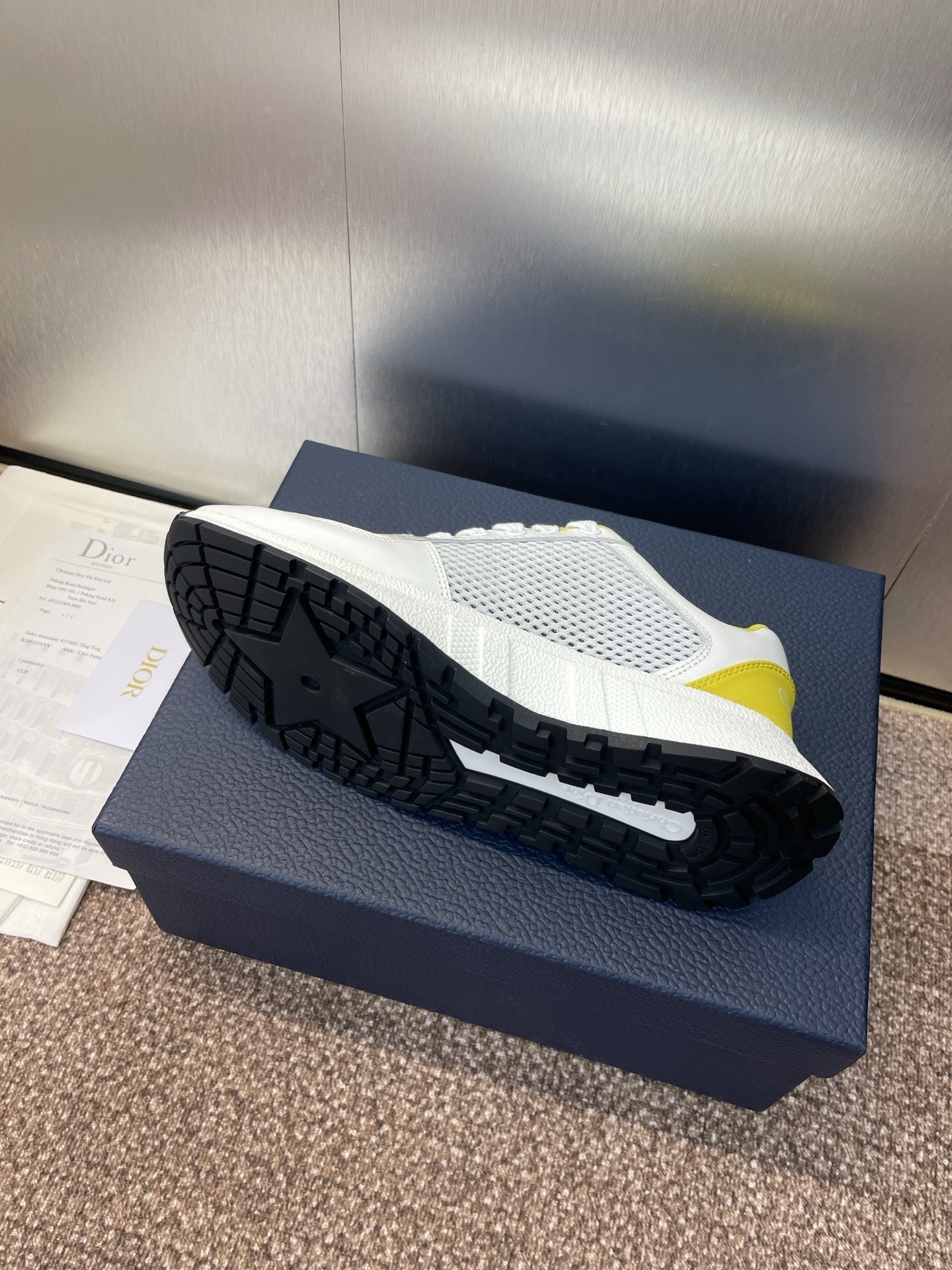 DIOR 25S D-RUN'N COUPLE SNEAKERS IN WHITE YELLOW CALFSKIN AND MESH、mysite、Cacoeks