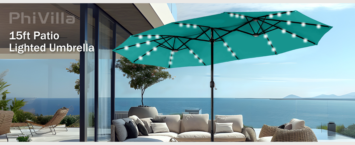 15ft patio umbrella with light