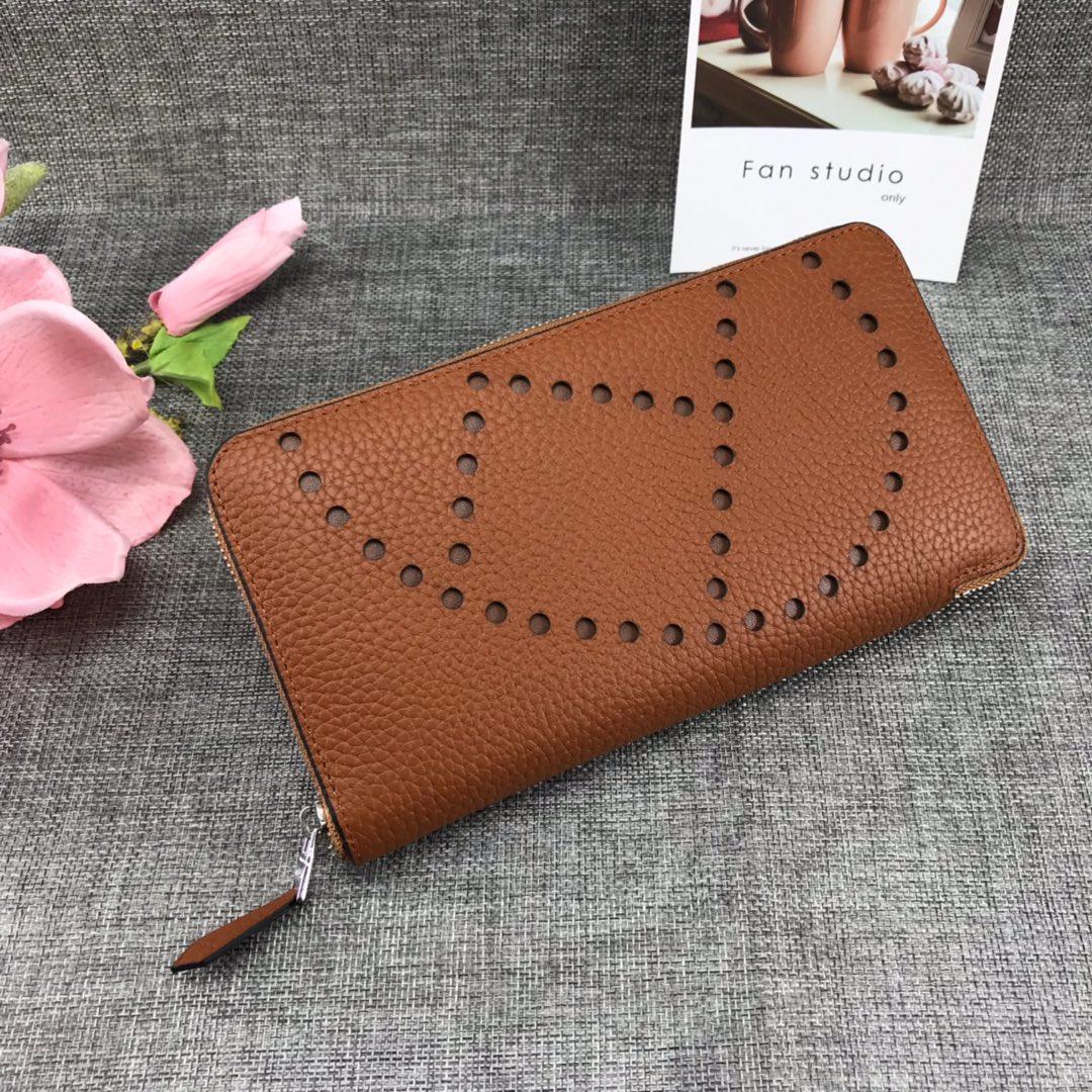Best Price Hermes H505 Long Punching H Women Wallet Coffee