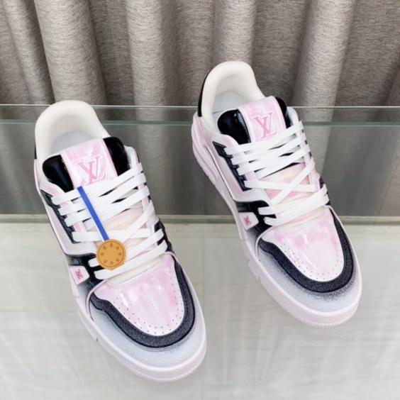 LV TRAINER SNEAKERS IN LIGHT PINK OMBRE MIX COLORFUL CALFSKIN、mysite、Cacoeks