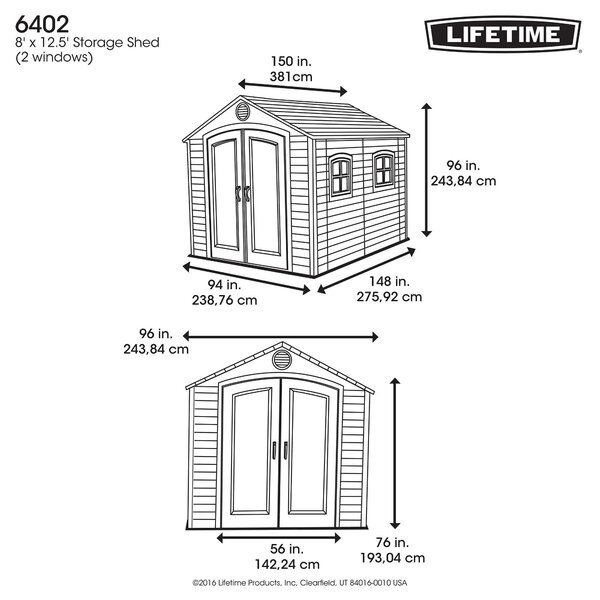 8 ft. W x 12.5 ft. D Plastic Storage Shed