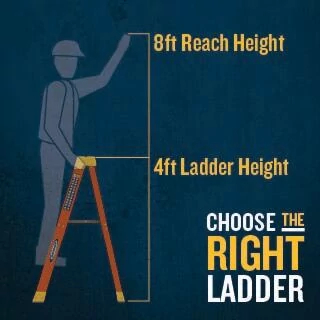 4-foot ladder with a reach height of 8 feet.