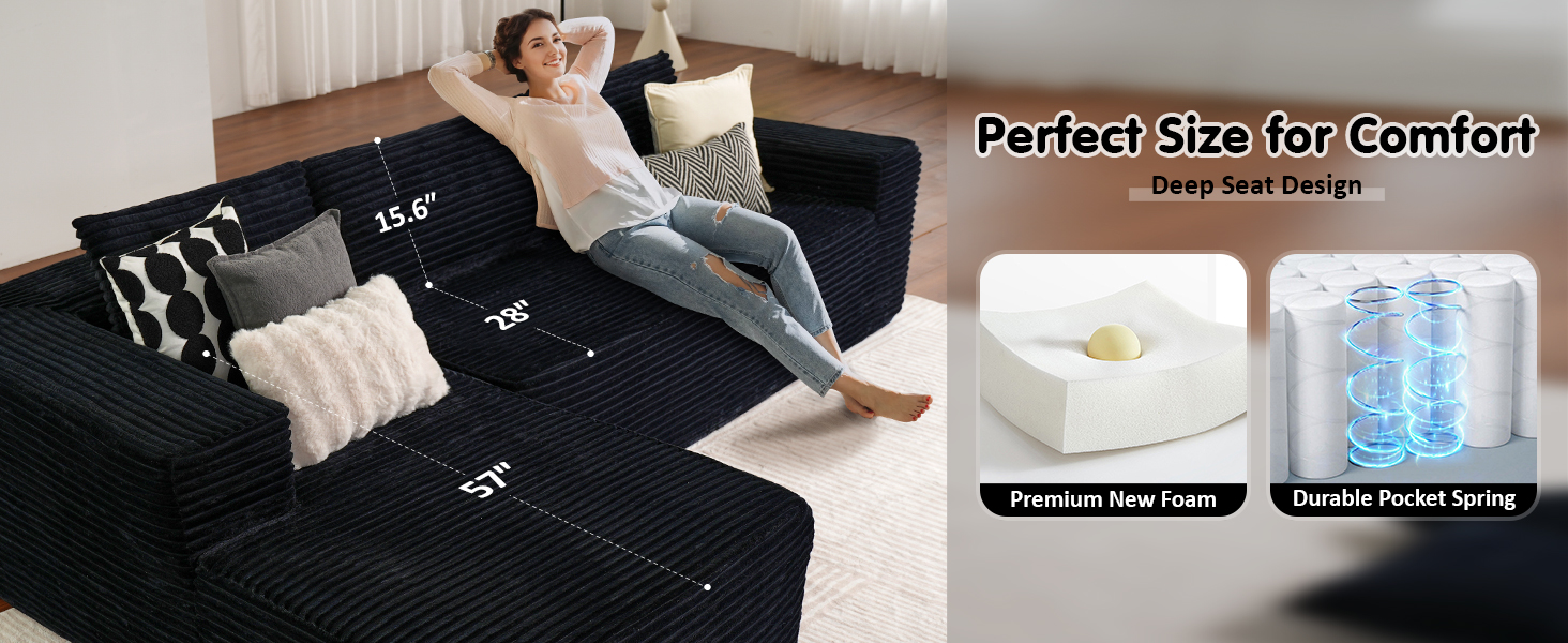 Cloud Sectional Couch with L-Shape Chaise