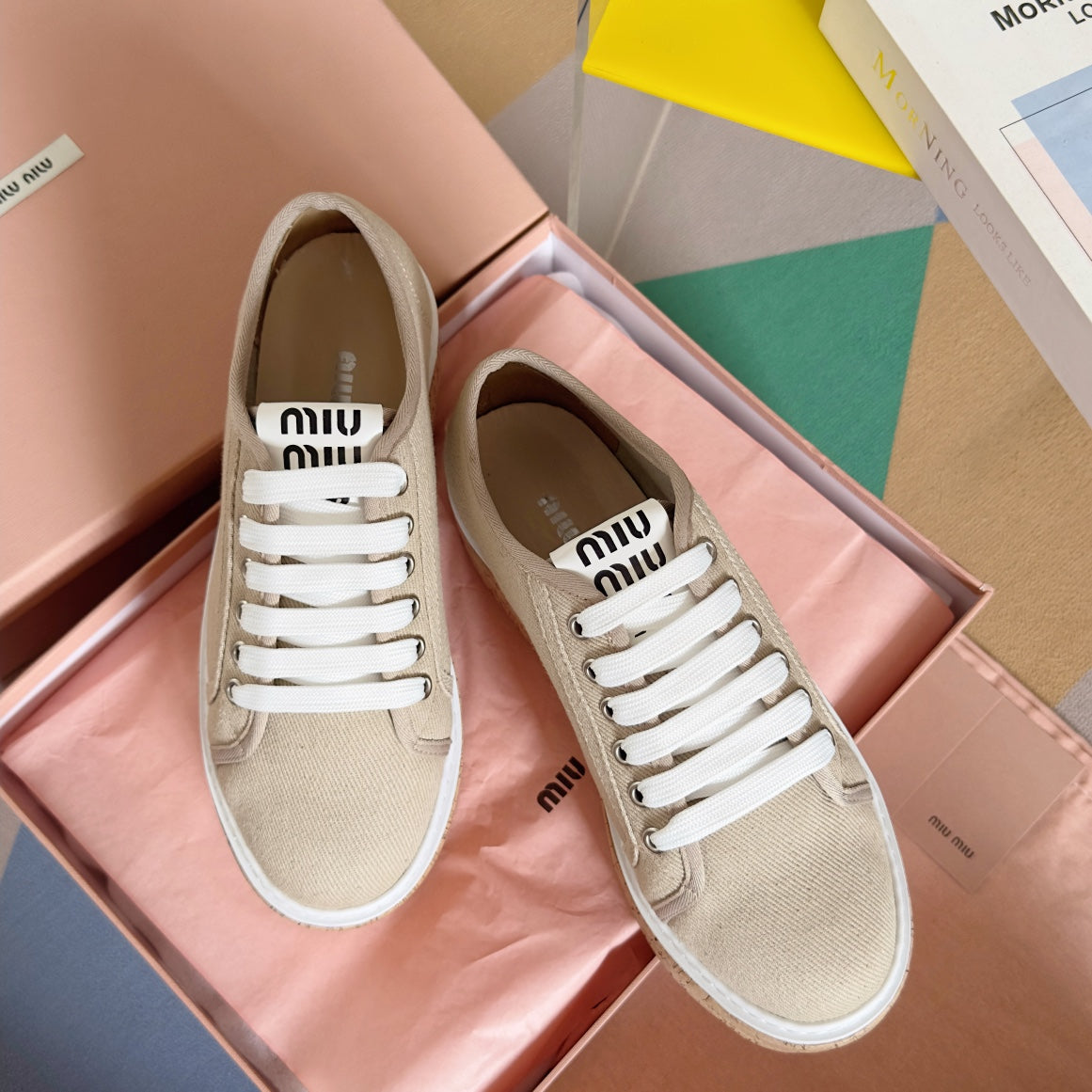 Lace - up Platform Shoes Buttercream Canvas、mysite、Cacoeks