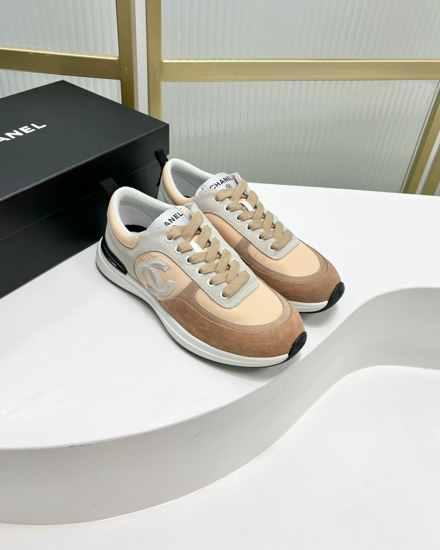 SNEAKER IN CAMEL BROWN MIX BISQUE CREAM SUEDE、mysite、Cacoeks