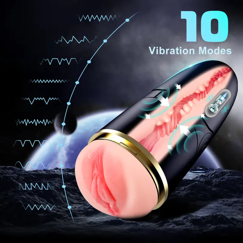 1pc automatic male masturbator with 10 vibrations for penis stimulation electric pocket pussy for male stroker realistic textured 3d vagina man masturbation sex toy for men male adult sex toys details 1