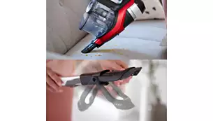 Integrated handheld unit. crevice tool and brush